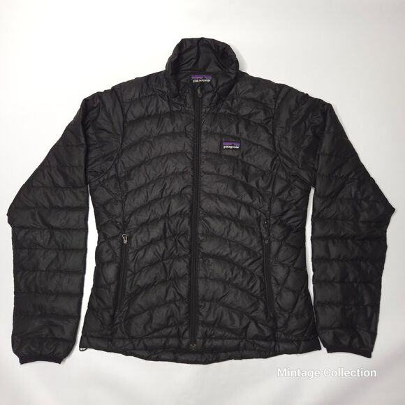 Patagonia Women’s Black Goose Down Insulated Full Zip Puffer Winter Jacket SZ Xs - Picture 1 of 10
